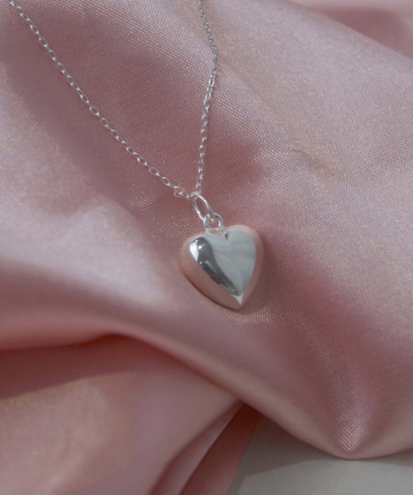 Sterling Silver Solid Heart Necklace - Jewellery Hut