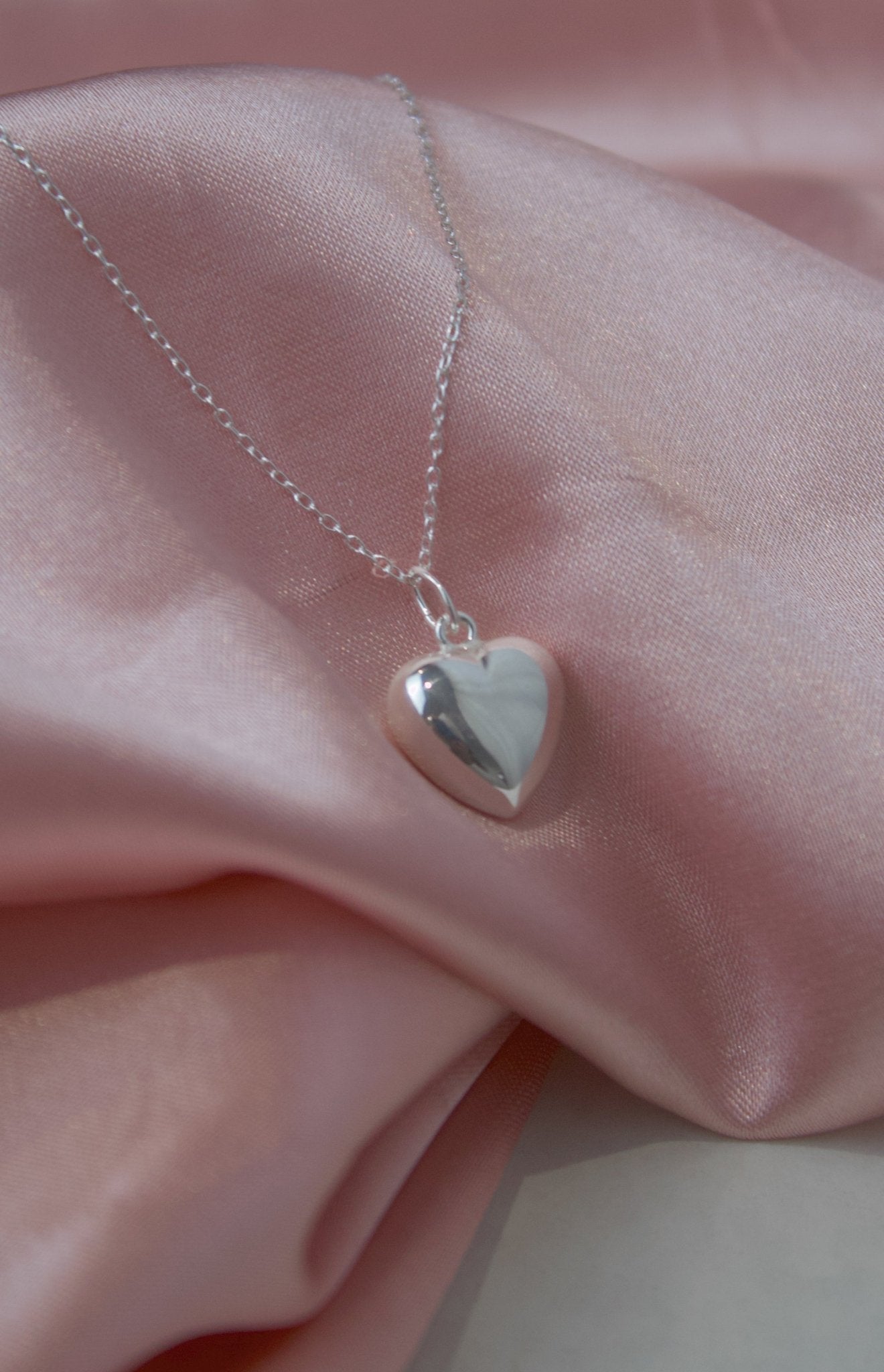 Sterling Silver Solid Heart Necklace - Jewellery Hut