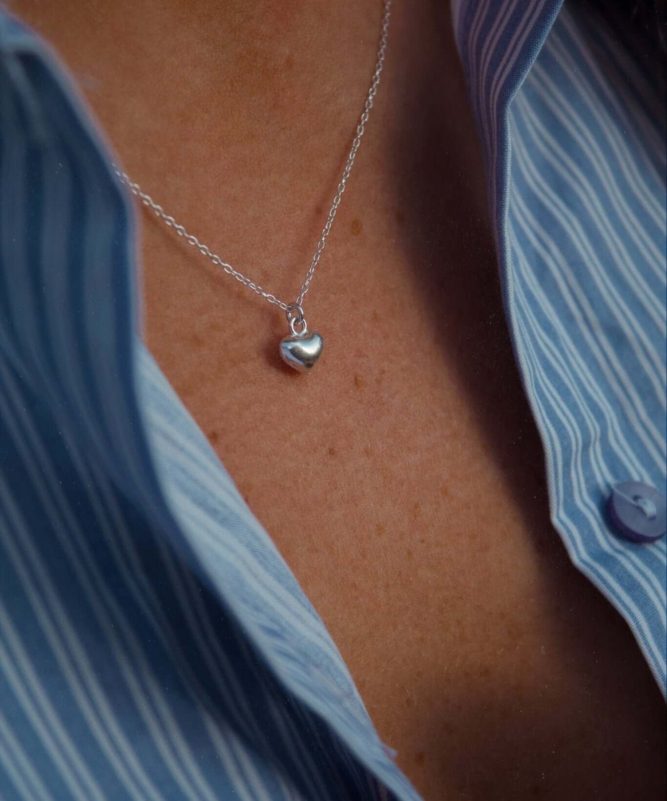 Sterling Silver Solid Heart Necklace - Jewellery Hut