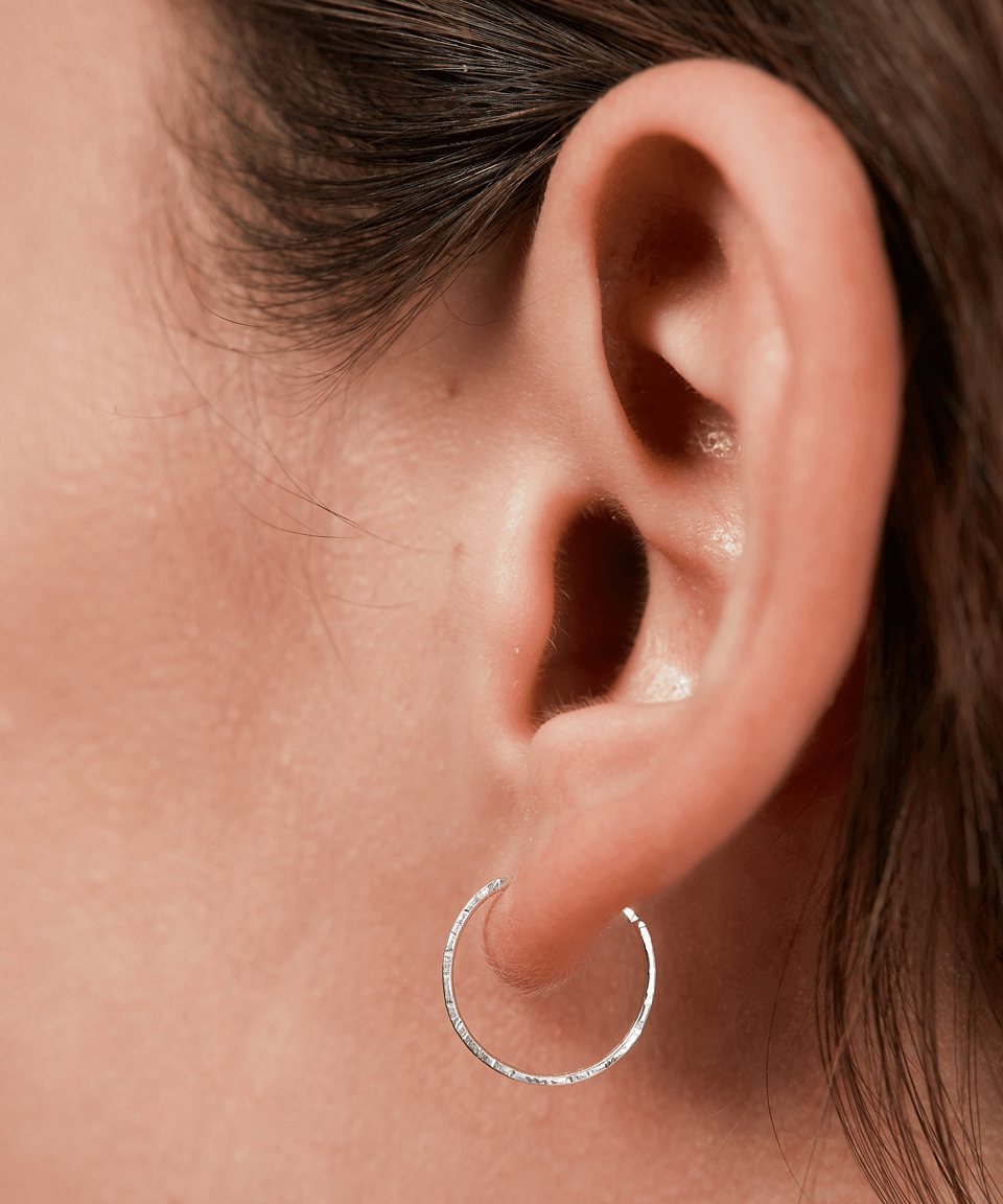 Sterling Silver Textured Hoop Earrings - Jewellery Hut