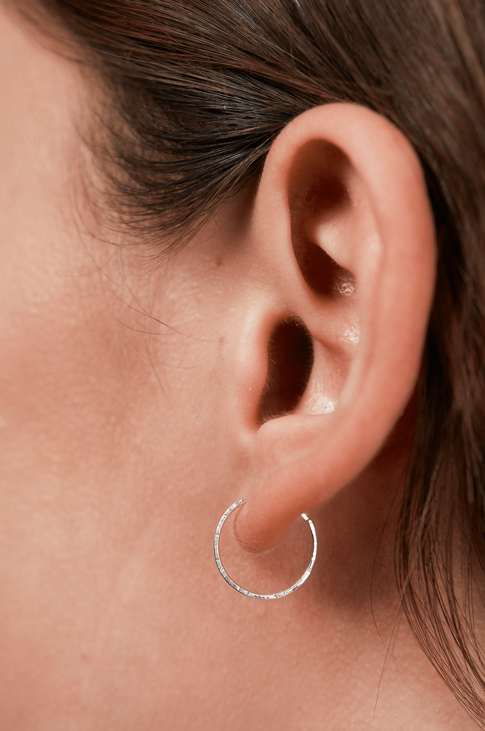 Sterling Silver Textured Hoop Earrings - Jewellery Hut